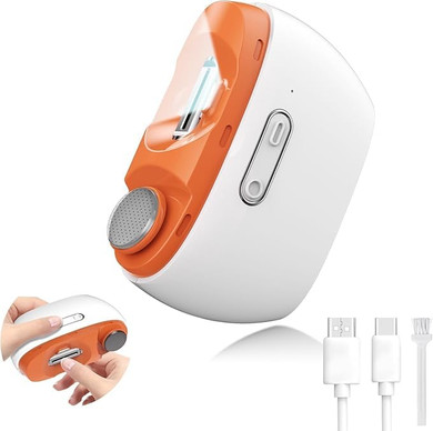 An orange-colored, ergonomically designed electric nail clipper with a built-in LED light, showcasing its compact and user-friendly design.

An orange-colored, ergonomically designed electric nail clipper with a built-in LED light, showcasing its compact and user-friendly design.