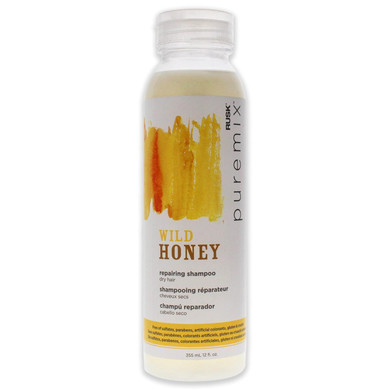 Rusk Puremix Wild Honey Repairing Shampoo For Dry Hair, 12 Oz, Formulated With Honey & Natural Antioxidants To Soften, Smooth, And Deeply Moisturize And Repair Frizzy, Fragile, Unruly Hair