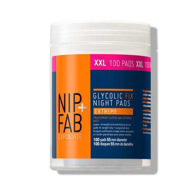 Nip + Fab Glycolic Acid Night Pads, Exfoliating Resurfacing Aha Facial Pad For Skin Toning Blemish Control Pigmentation, 100 Supersize Pads, Extreme, 100 Count (Pack Of 1)