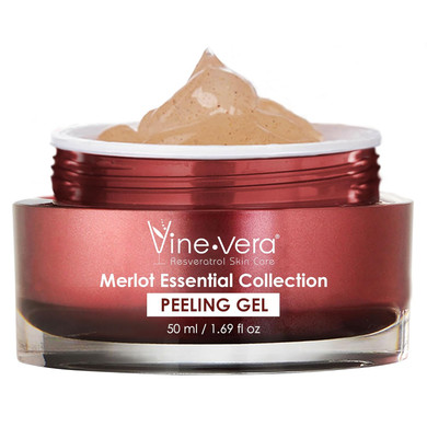 Vine Vera Merlot Peeling Gel - Face Scrub Peel To Gently Exfoliate Skin - Vine Vera Products For All Skin Types - Resveratrol Skin Care Products From The Vine Vera Collection - 50 Ml / 1.69 Fl Oz