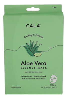 Cala Aloe Vera Essence Facial Mask Sheets 5 Count, 5 Count