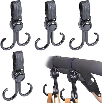 6-pack adjustable stroller hooks – durable hanging clips for bags, storage, and travel convenience.