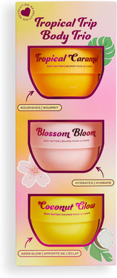 I Heart Revolution, Tropical Trip Body Cream Trio, Ultra Moisturising Body Lotion For Soft Skin, Three Summer Scents, Vegan & Cruelty-Free
