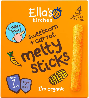 Ella'S Kitchen Sweetcorn + Carrot Melty Sticks 4 X 6G,, 4 x 0.25 g