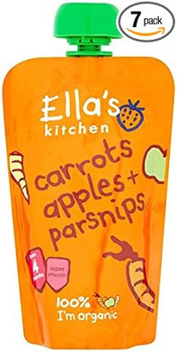 Ella's Kitchen Organic Carrots Apples + Parsnips Pouch 4+ Months 120g (Pack of 7 x 120g)