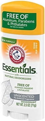 Arm & Hammer Essentials Natural Deodorant, Unscented 2.5oz (Packaging May Vary)