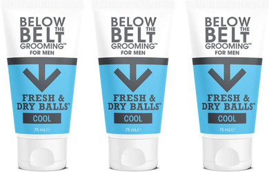Below The Belt Grooming Fresh & Dry Cool Intimate Deodorant For Men, Protects against Sweat, Odour and Chafing, Cool Mint Fragrance 3 x 75ml