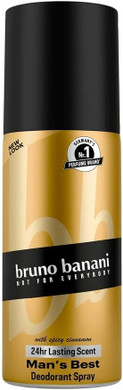 bruno banani Man's Best Deodorant Body Spray with Sensual Oriental Men's Fragrance, 24 Hours Long-Lasting, 150 ml