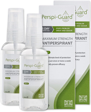 Perspi-Guard Maximum Strength Antiperspirant Spray 50 ml, 2-Pack, Strong Deodorant for Excessive Sweating & Hyperhidrosis, Anti Sweat Spray, Unscented