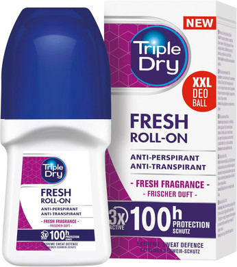 Triple Dry Women | Fresh Fragrance Anti-Perspirant Roll On 50ml | 72-Hour Protection Against Excessive Sweating | Fights Odour | Triple Active Formula | Clinically Proven | Female (Pack of 2)