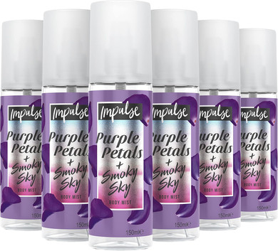 Impulse Body Mist, Tropical Beach + Espresso, Fragrance Spray, 6 x 150ml