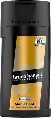bruno banani Absolute Man Shower Gel, 3-in-1 Shower Gel for Body, Hair and Face, with Spicy Men's Fragrance, 250 ml