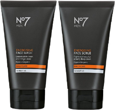 (2 PACK) No7 Men Energising Face Wash x 150ml & No7 Men Energising Face Scrub x 150ml