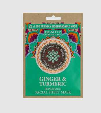 Beauty Formula Ginger And Turmeric Biodegradable Facial Mask