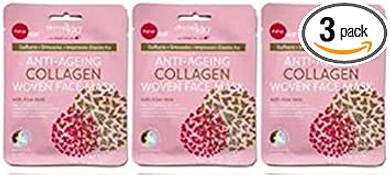 Pack of 3 DermaV10 Anti-Ageing COLLAGEN Face Mask with Aloe Vera