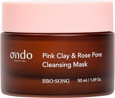Ondo Beauty 36.5 Pink Clay Rose Pore Cleansing Mask, Deep Cleansing Face Mask with Pink Clay & Rose Water for Refined Pores & Radiant Skin, 50 g
