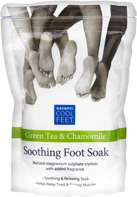 Two Packs of Escenti Cool Feet Green Tea & Chamomile Soothing Foot Soak Bath Crystals 450g