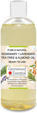 Greenwood Essential Rosemary Lavender Tea Tree and Almond Oil, Ancient Recipe for Healthy Hair and Scalp Massage Pure and Natural 100ml (3.38oz)