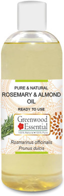 Greenwood Essential Rosemary and Almond Oil for Healthy Hair, Scalp and Roots- Pure and Natural 200ml (6.76oz)