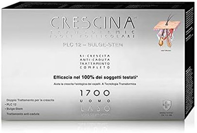 Crescina Complete Treatment Transdermic Follicular Islands PLC12 BULGE STEM ANTI-LOSS Strong Hair Regrowth 1700 MAN 40 (14 + 14 + 12) Vials