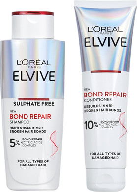 LOreal Paris Elvive Bond Repair Routine Set for Damaged Hair, Shampoo 200ml and Conditioner 150ml, Deep Intensive Hair Repair Treatment, Rebuild Broken Hair Bonds