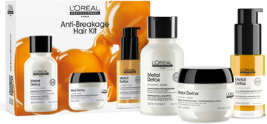 LOréal Professionnel Metal Detox Shampoo, Hair Mask & Hair Oil Discovery Kit, Prevent Damage and Colour Fade from Hard Water, Clarifying shampoo, Hair Treatment, Shine, 100ml, 75ml & 30ml