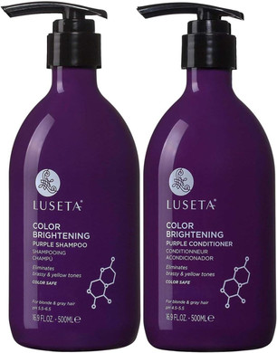 LUSETA Purple Shampoo and Conditioner Set for Blonde, Gray, Ash, Silver Hair, Brass off Infused with Cocos Nucifera Oil for Curly, Damaged, Coloured Hair Hair, Sulfate & Paraben Free, 2 x 500ml