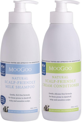 MooGoo Natural Milk Shampoo & Cream Conditioner Pack - For Itchy, Dry, Eczema, Psoriasis & Dandruff Prone Scalps  SLS, Silicone, Sulfate & Paraben Free - Natural & Gentle Formula  2x 500ml