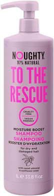 Noughty 97% Natural To The Rescue Moisture Boost Shampoo Sulphate Free Vegan Haircare Hydrating Formula for Frizzy & Damaged Hair with Sweet Almond and Sunflower Seed 1L