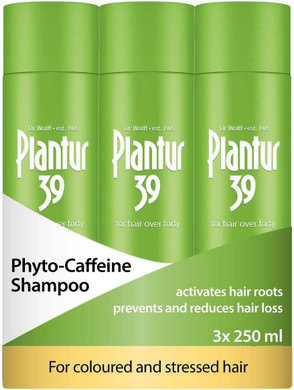 Plantur 39 Caffeine Shampoo Prevents and Reduces Hair Loss 3x 250ml | For Couloured and Stressed Hair | Unique Galenic Formula Supports Hair Growth | Women Hair Care Made in Germany