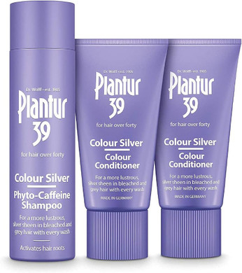 Plantur 39 Purple Shampoo and Conditioner Set | Enhanced Silver Sheen for Bleached and Grey Hair | Prevents and Reduces Hair Loss and Supports Hair Growth | 1x Shampoo 250ml | 2x Conditioner 150ml