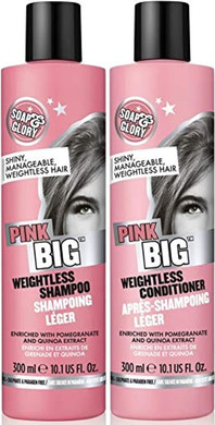 (Pack of 2) Soap & Glory PINK BIG Weightless Shampoo x 300ml & Soap & Glory PINK BIG Weightless Conditioner x 300ml FLAT LIFELESS HAIR, COLOUR FRIENDLY