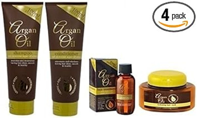 Bundle of 4 Hair Care Products - Argan Oil Shampoo, Conditioner, Hair Mask, Hair Treatment