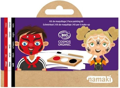 Makeup Palette for Kids Halloween - Devil & Spider - 3 Colours (Red, White, Black) - Hypoallergenic and Organic Cosmos Namaki