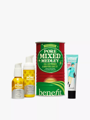 Benefit Pore Mixed Medley Kit Full-size pore primer, minis of foaming cleanser and toning foam, plus sample of overnight pore treatment