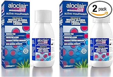 Aloclair Plus Bioadhesive Mouth Ulcer Treatment Mouthwash 120ml. Long lasting protection, up to10-Hour Protection, Soothes Mouth Ulcers & Oral Lesions, for Adults & Children 4 Years +