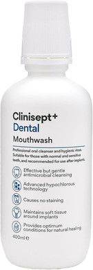 Clinisept+ Dental Oral Cleanser  High Purity Hypochlorous Cleaner and Mouthwash, Sting Free, Alcohol Free Mouthwash for Superior Oral Hygiene (400ml)