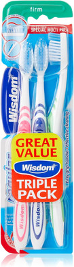Wisdom Regular Fresh Plus Firm Toothbrushes - Triple pack