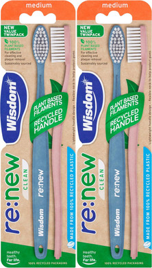 Wisdom re:New Clean Medium Twinpack x 2 (4 Brushes Total)
