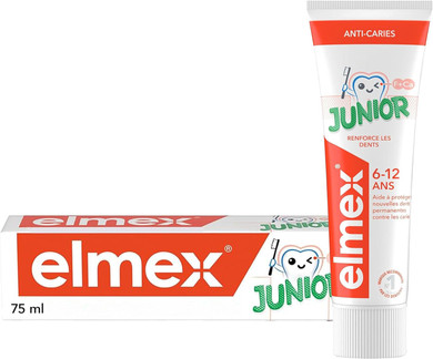 Elmex® Junior Toothpaste 6-12 Years | Protection Against Caries with Mint | No Dyes | Children's Toothpaste for Stronger Teeth | Gum and Enamel | Elmex® Baby | 75 ml