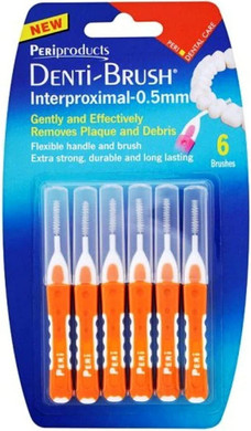 Denti-Brush 6 Interproximal Brushes - 0.5mm Orange - Pack of 6