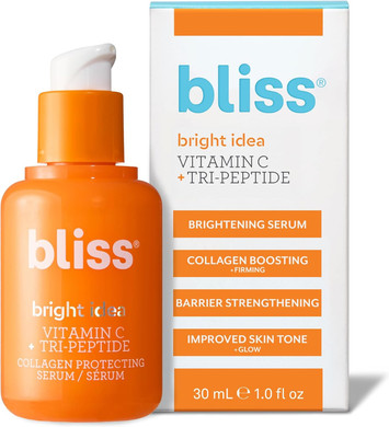 Bliss Vitamin C + Tri-Peptide Bright Idea Serum  15% Brightening + Barrier Boost Complex for Radiant, Firm Skin  Anti-Aging Face Serum Boosts Collagen & Elasticity