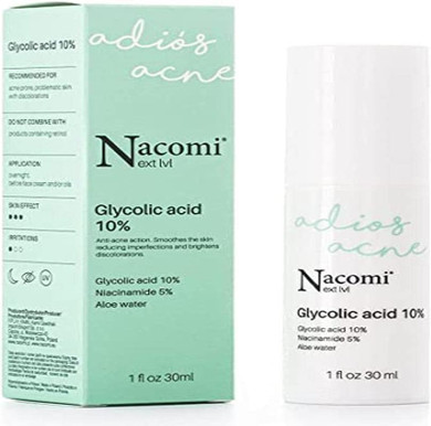 Nacomi Next Level, Exfoliating Overnight Serum with 10% Glycolic Acid, 30 ml