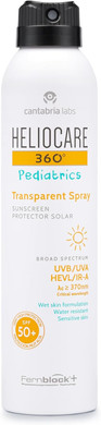 Heliocare 360º Pediatrics Transparent Spray SPF 50+ Solar Spray for Children, Easy Application and Absorption, Effective on Wet Skin, Hypoallergenic, White - 200 ml
