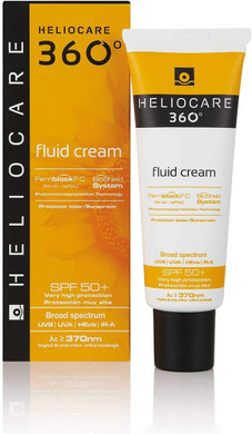 Heliocare® 360° Fluid Cream SPF50+ 50ml / Sun Cream For Face / Daily UVA, UVB Visible light and infrared-A Anti-Ageing Sunscreen Protection / Dry and Normal Skin Types / Hydrating