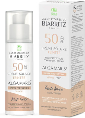 Laboratoires de Biarritz Alga Maris High Protectin Tinted Sunscreen Face SPF50 Organic 50ml - Ivory