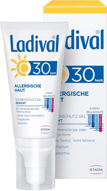 LADIVAL Allergic Skin Sun Protection Gel for Face Perfume Sun Angel for Allergy Sufferers - No Colourants and Preservatives Waterproof - 1 x 50 ml 162387 Sun Protection Factor 50+