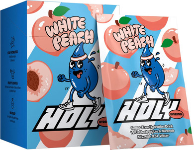 HOLY Hydration 10er Tasting Box White Peach with peach flavor powder | 10 servings with valuable electrolytes & minerals | Hydration Drink | Vegan with natural fruit flavors