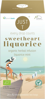 JUST T Sweetheart Liquorice *New Edition* Double Chamber Tea Bags (20 pcs) | Organic Herbal Tea  Infused with Liquorice and Mint | 536182