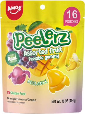 Amos 4D Gummy Sweets Fruit Gummy Grape Burst, Jelly-Filled Grape Candy, Natural Flavor - Resealable 2.29oz Bag (Pack of 3)